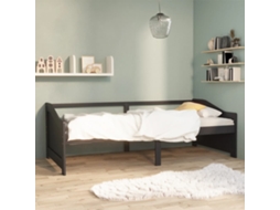 Cama De Solteiro | Camas Para Quarto | Sofá-cama De 3 Lugares 90x200 Cm Pinho Maciço Cinzento-escuro