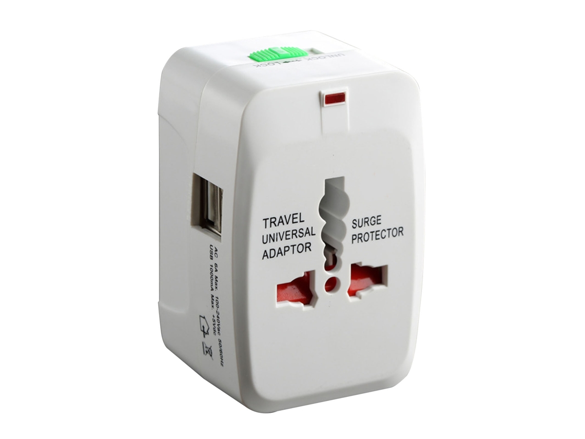 Adaptador Universal de Viagem 1500w 2 Usb Plugue Internacional S/MARCA