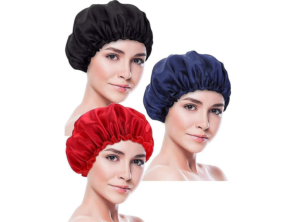 3 toucas de cetim, capuzes de dormir, toucas de dormir, turbantes de cabelo macio Aquaforge