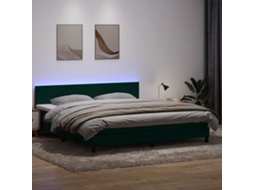 Cama Com Molas/colchão 180x220 Cm Veludo Verde-escuro