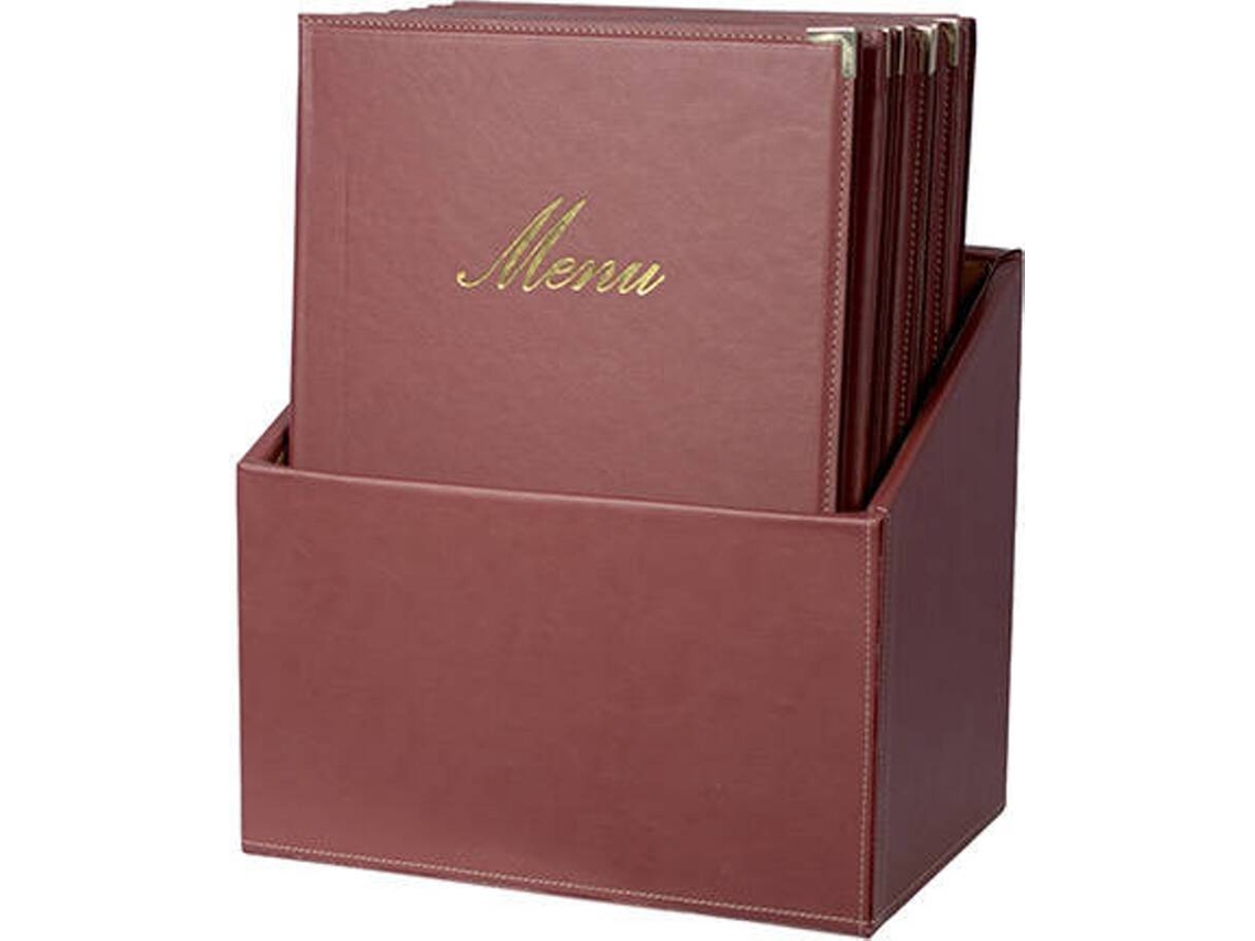 Conjunto Caixa + 20 Capas de Menu A4 SECURIT Classic Bordeaux