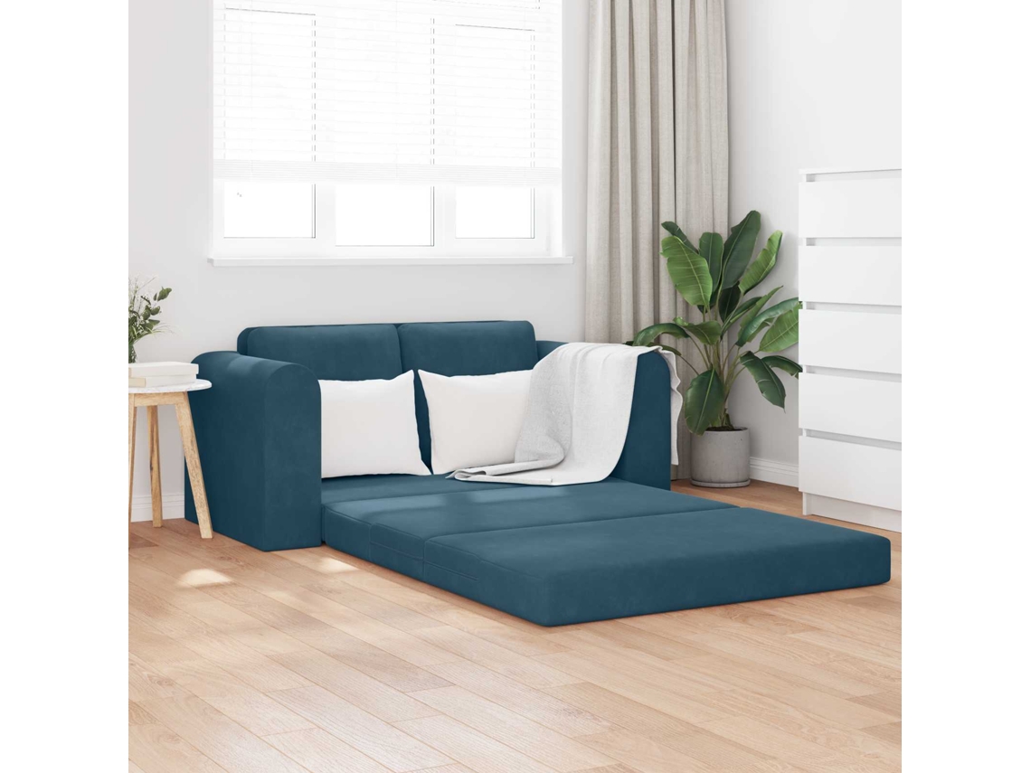 Vidaxl Sofá-cama Azul 148 X 71 X 83 Cm Veludo