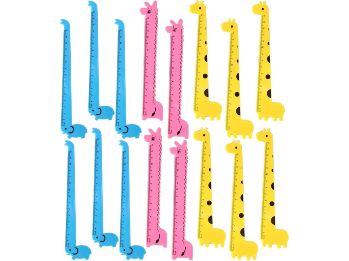 Conjunto de 30 réguas de plástico com estampa de girafa, núcleos sortidos, práticas e fáceis de transportar, diversos estilos.