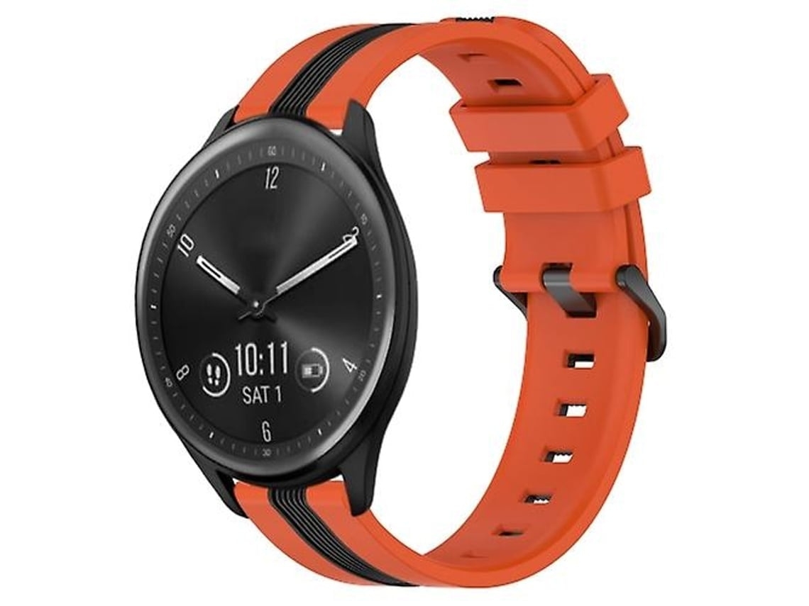 Pulseira De Relógio Lurelia Para Garmin Vivomove Sport 20 Mm Vertical Bicolor Silicone Laranja Preto