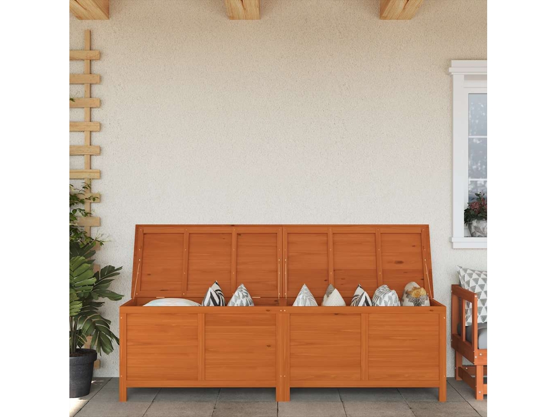 Vidaxl Caixa Arrumação P/ Jardim 198,5x50x56,5cm Abeto Maciço Castanho