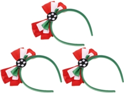 Conjunto De 3 Tiaras De Plástico Para Mulheres Com Laços Verdes, Brancos E Vermelhos Para Festas.