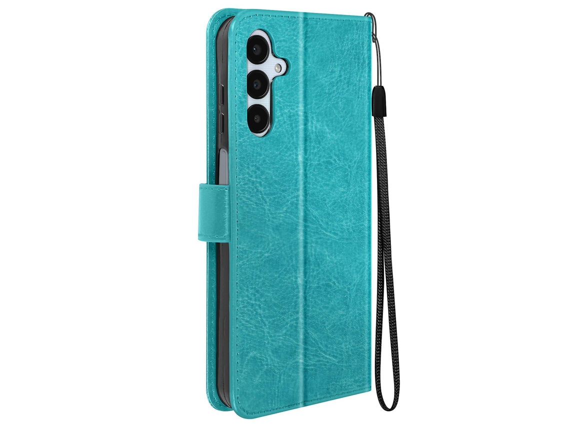 Capa Fólio Para Galaxy A25 5g Protetor De Pulseira Aba Multifuncional, Turquesa Nostalgia88