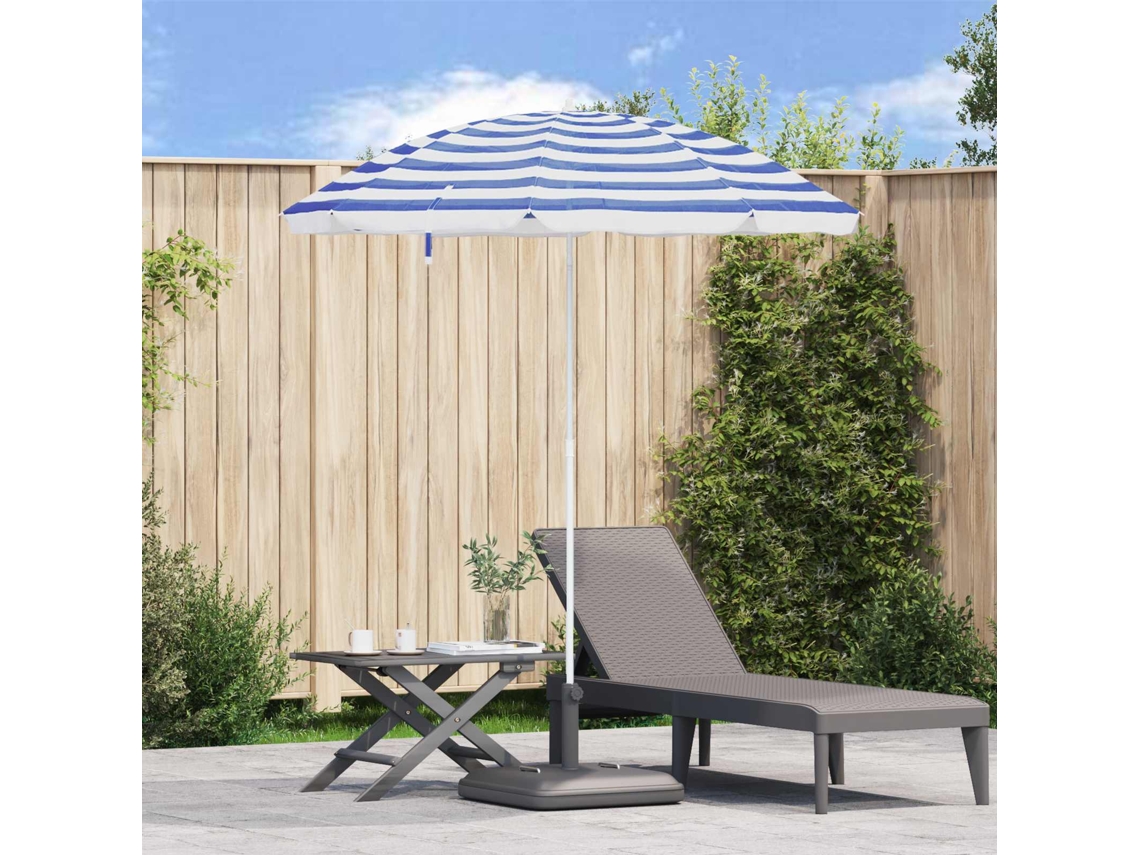 Vidaxl Guarda-sol De Jardim 240 Cm Poliéster 170t Azul E Branco