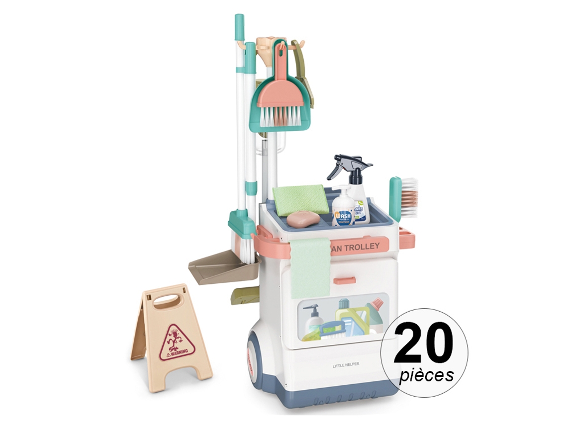 Carrinho de Limpeza para Crianças Conjunto de 20 Peças Branco TECHKIDZ