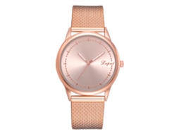 Relógio Feminino de Moda com Pulseira de Silicone Mostrador Redondo em Liga Quartzo Rose Gold