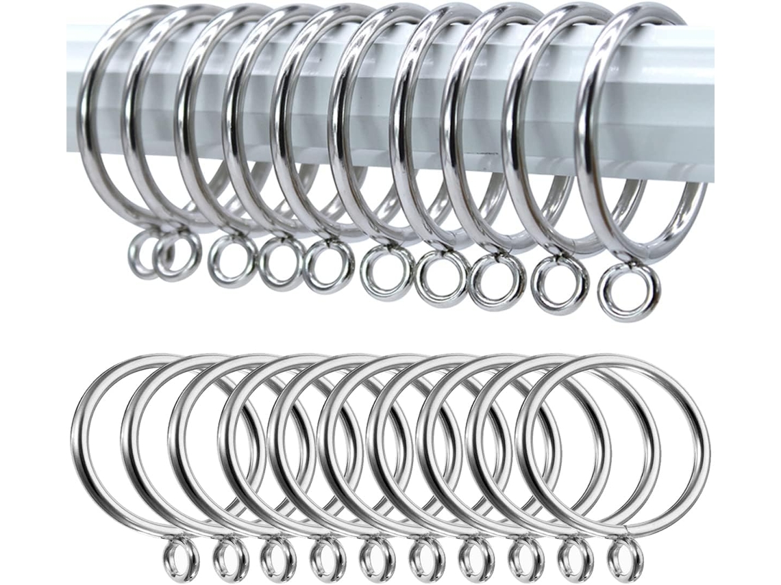 20 Anéis de Metal, Plata, 38mm, para Cortinas y Chuveiros | S/MARCA