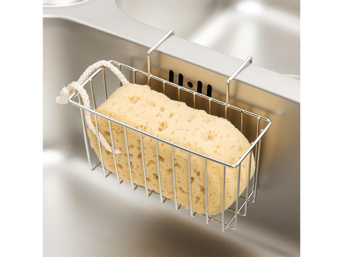 Suporte Para Esponja De Cozinha, Cesto Pia, Escorredor Louça, Escova, Detergente, Cor Prata, Pequeno (17,8 Cm X 6,9 8,9 Cm)