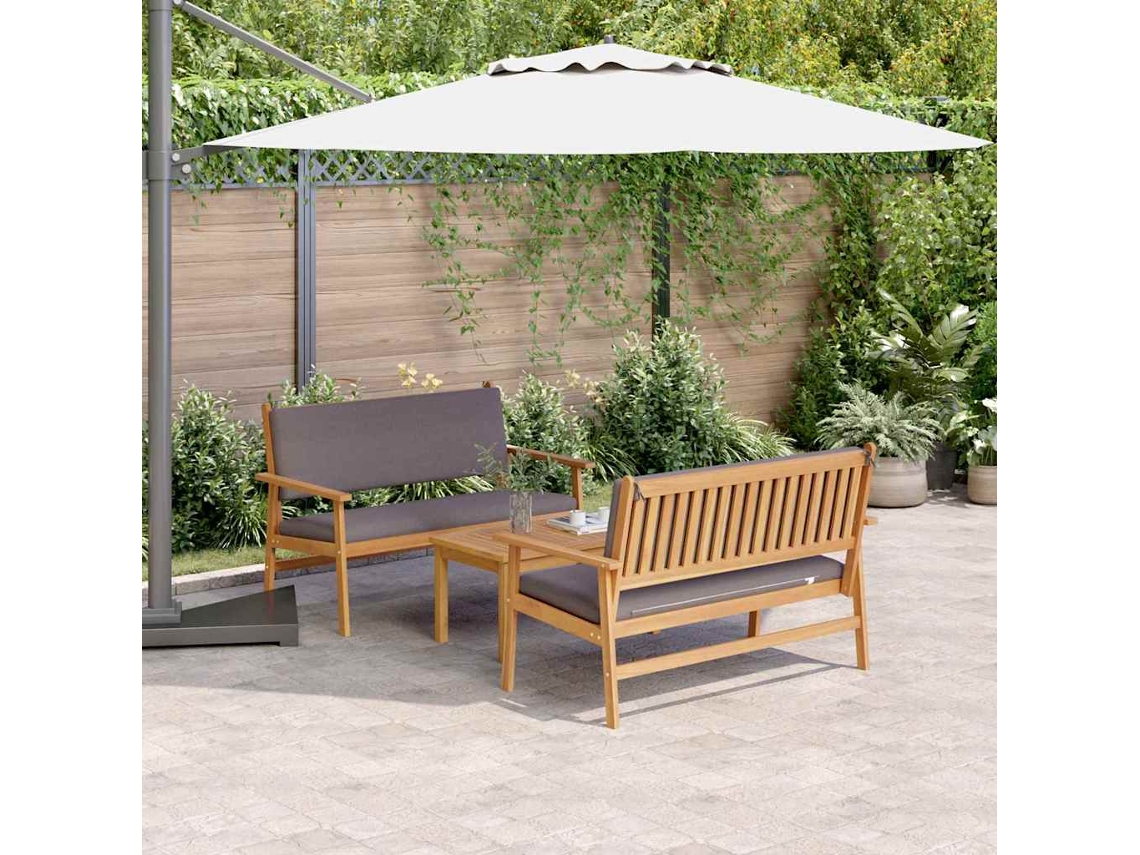 Vidaxl Conjunto De Sofá De Jardim 3 Unid. 4-número De Lugares Castanho