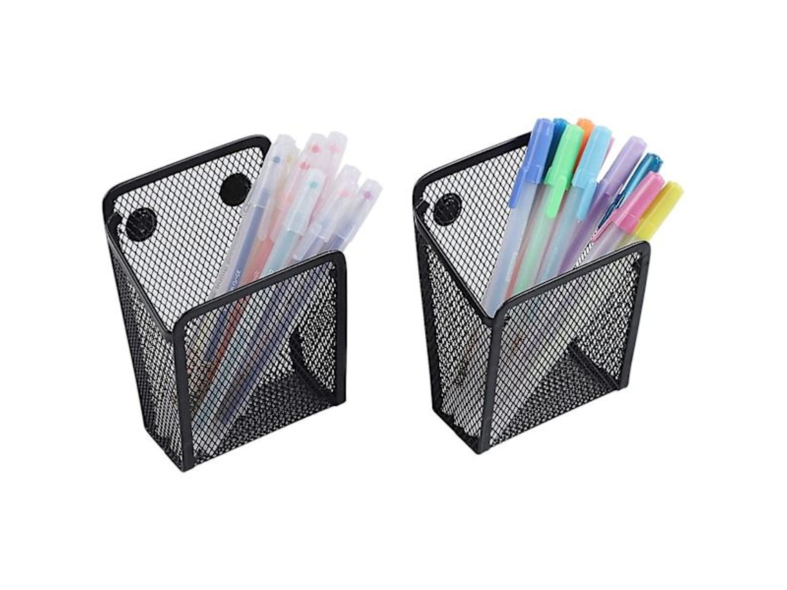 Conjunto De 2 Porta, Canetas Magnéticos, Cesto De Armazenamento Em Tela Com Ímã Extra Forte Para Geladeira, Quadro Branco, Acessórios De Armário