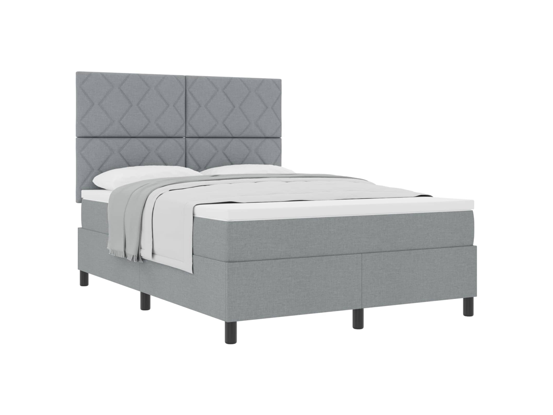Cama Box com Colchão Cinzento Claro 160x200 cm Tecido MAISON EXCLUSIVE