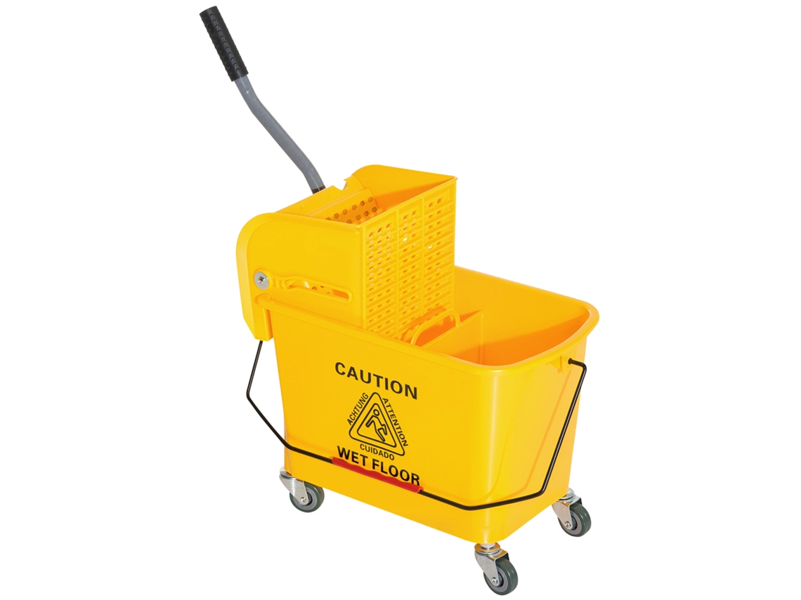 Carrinho Limpeza Profissional 20l, Balde+esfregão+torcer, 60x27x70,5cm, Amarelo