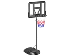 Tabela De Basquetebol Ajustável 216-277 Cm Para Exterior Com Rodas E Base Recarregável Preto