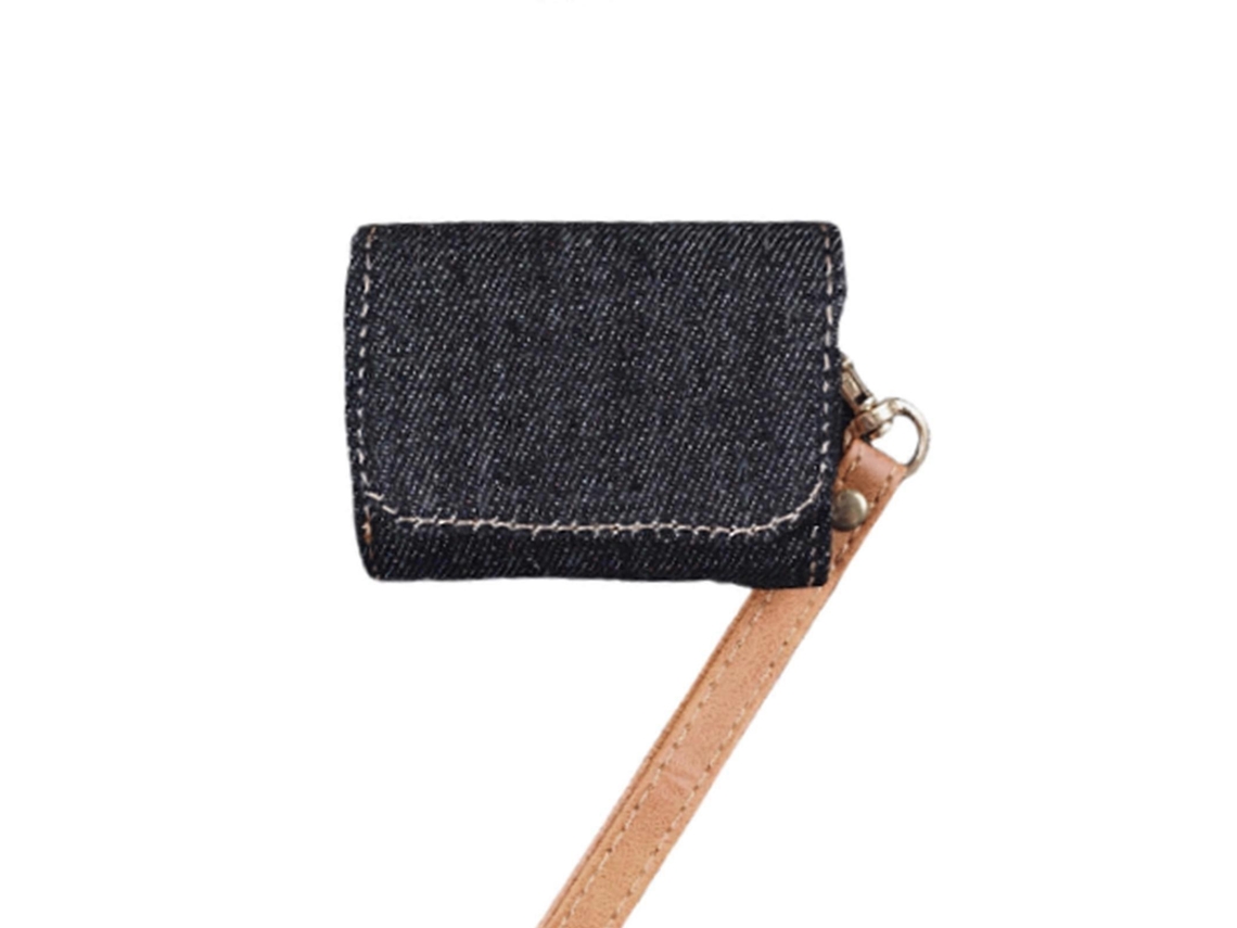 Capa Protetora De Pu Com Textura De Tecido De Cowboy Para Airpods Pro