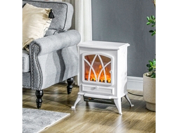 Lareira elétrica de 1000 W/2000 W com efeito de chama e proteção contra superaquecimento para 15-30 polegadas (45 x 28,5 x 54 cm), branca.