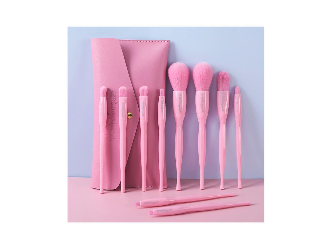 10 Peças de Conjunto de Pó Base Sobrancelha Sombra Blush Kit de Ferramentas de Maquilhagem com BolsaRosa LUUCOZK