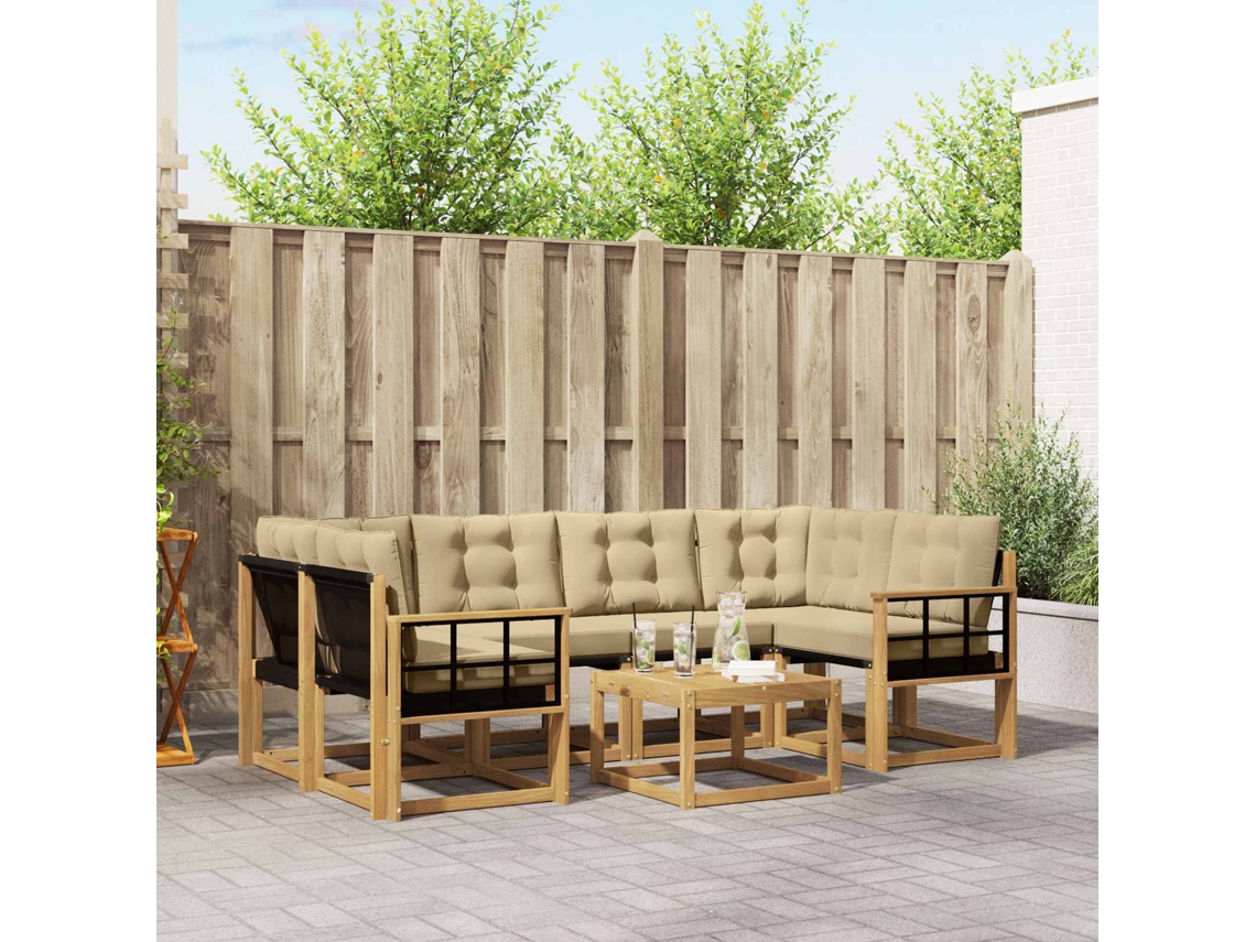 Vidaxl Conjunto De Sofás Para Exterior 7 Unid. Branco E Bege