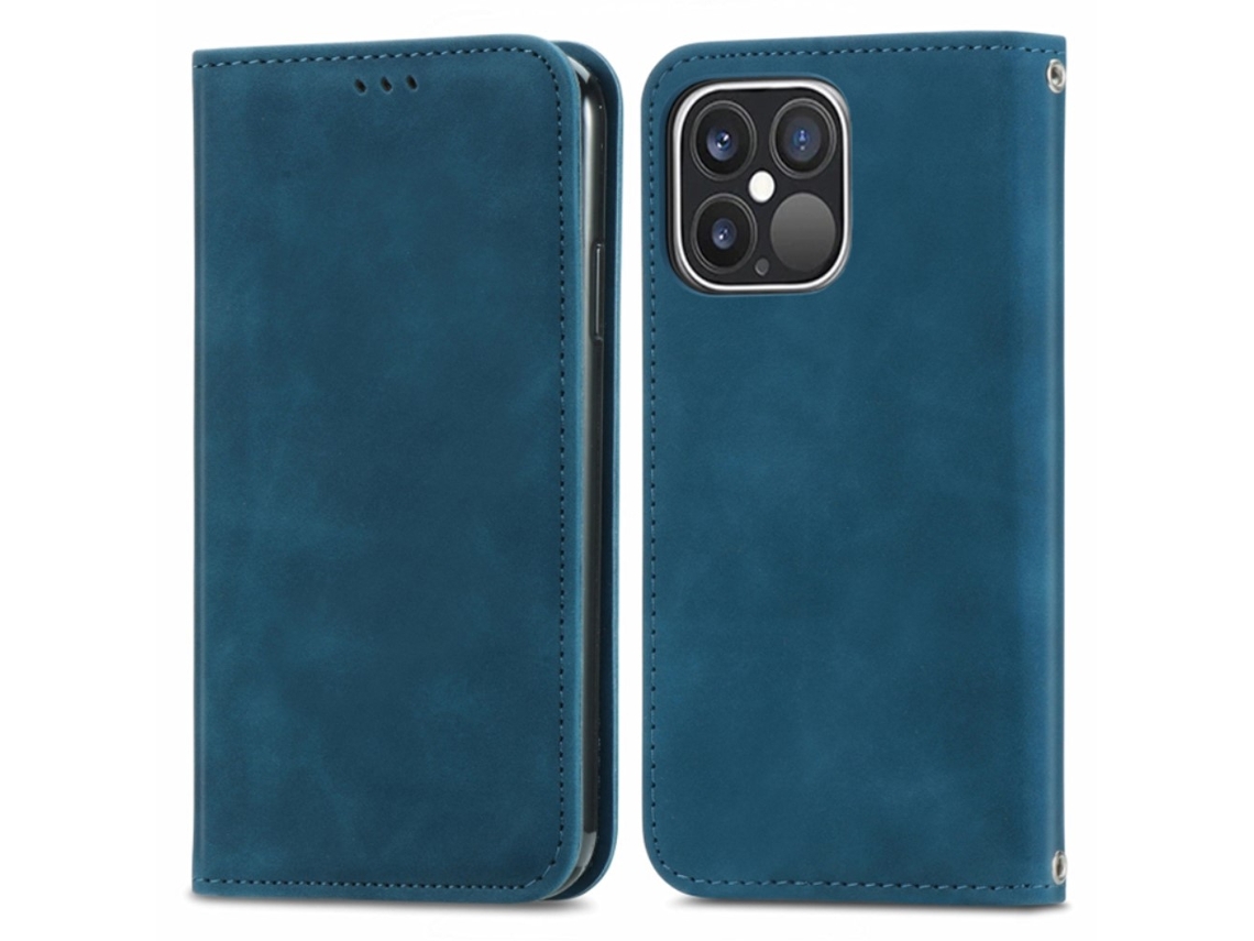 Capa Para Iphone 15 Plus Pele Sintética Com Porta-cartões Azul
