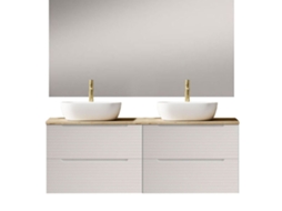 Móvel Banheiro Com Pia, Espelho E Aplique Led Boreal 120x45 Cm Acabamento Branco Fosco 2 Gavetas Suspensas Kibath