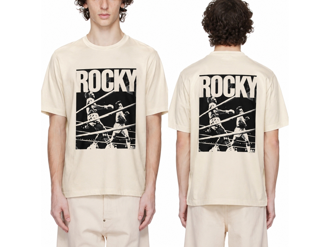 Rockinstone Rocky Movie Knockout Solid Natural Adult T-shirt Size:l