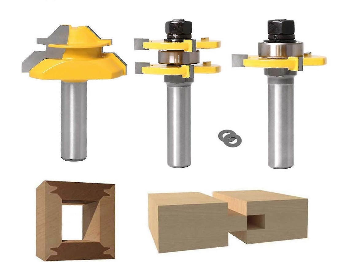 Broca De Roteador De Mitre De Bloqueio De 12,7mm 45 Graus + Broca De Lingueta + Cutter De Ranurado Para Ferramentas De Carpintaria (1/2')