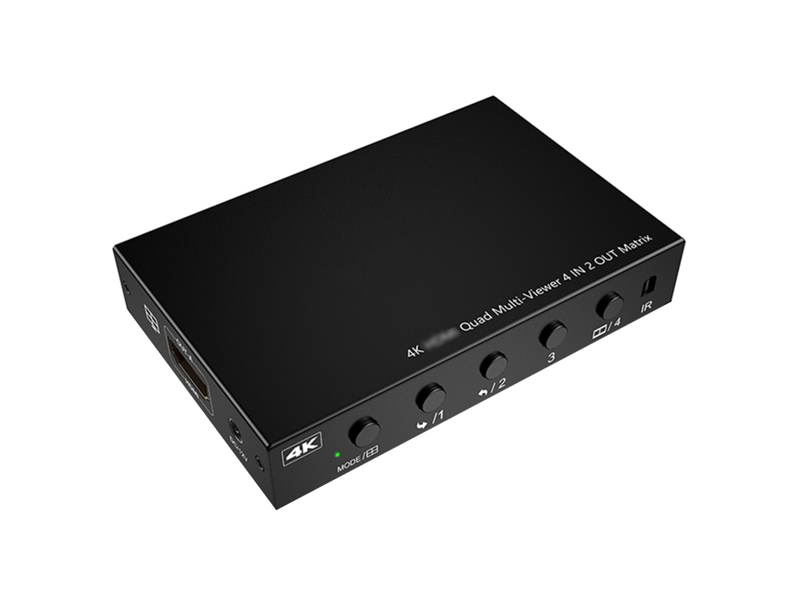 Kceve Kc-8402 Divisor De Tela Hd 4 Em 2 Saídas 4k30hz Com Carcaça De Metal E Plugue Eu