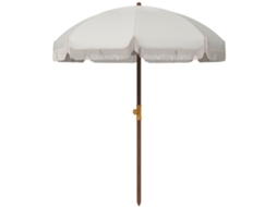 Chapéu De Sol De Praia Ø190x210 Cm Com 8 Varas Abertura Manual Anti-uv Impermeável E Bolsa De Transporte Para Jardim Creme