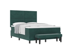 Maison Exclusive - Cama Box Com Cabeceira Verde-escuro 200 X 140 Cm Veludo