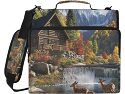 Autumn Mountain Bolsa Organizadora Fichário De 3-argolas, Resistente À Água, Com Zíper, Compartimento Laptop E