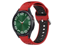 Bracelete Para Samsung Galaxy Watch 6 Classic (47mm) - Silicone Respirável Duas Cores (20mm) - Vermelho + Preto