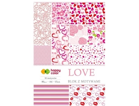 Bloco de notas com carimbos de amor, 15 folhas coloridas alegres