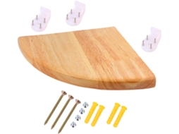Prateleira De Canto Flutuante Madeira Seringueira Shineofi 25cm 9, 8 Polegadas Para Banheiro E Quarto