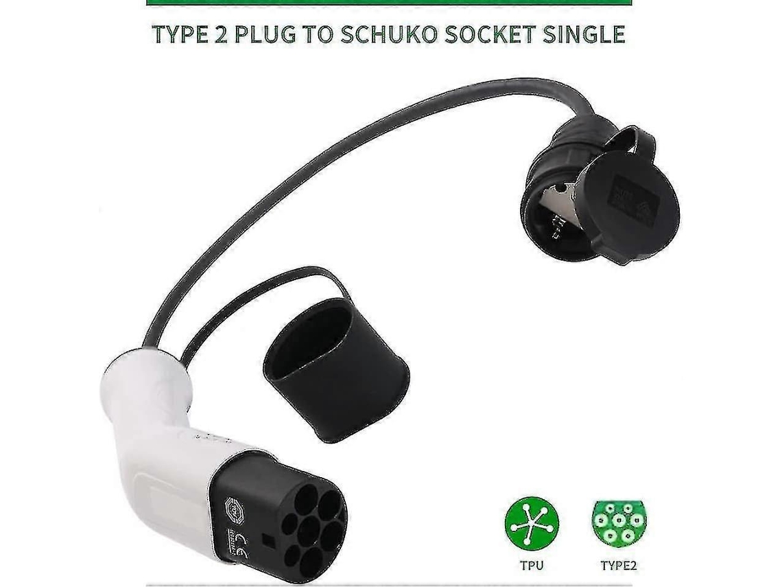 Adaptador De Carregamento Para Veículos Elétricos Tipo 2 Para Schuko 16a Branco E Preto Brilvibera