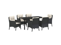 Maison Exclusive - Conjunto De Jantar Para Jardim Com Almofada 7 Pcs Preto Vime Pe