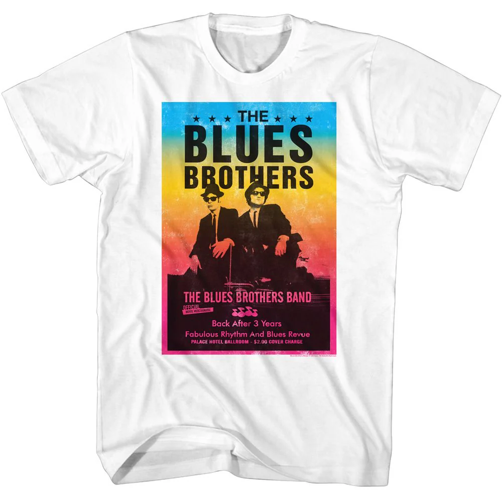 Unisex Adult T-shirt Rockinstone The Blues Brothers Movie Blues Poster White Sizel