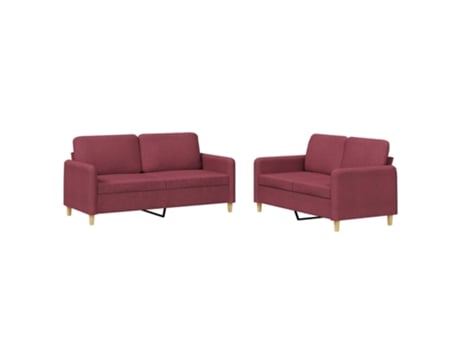 Conjunto 2 de Sofás com Almofadões Tecido Vermelho Tinto VIDAXL