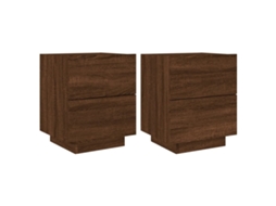 Bedside Cabinet, Bedside Cabinets Vidaxl Marrom Madeira Processada (n/a)