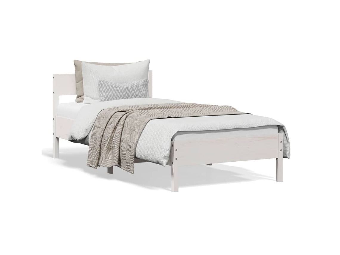 Bed Frame, Bed Frames Vidaxl Branco Madeira De Pinho (90 X 200 Cm)