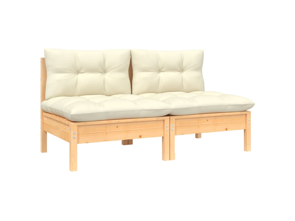 2-seater Garden Sofa, 2-seater Garden Sofas Vidaxl Creme Madeira De Pinho (n/a)