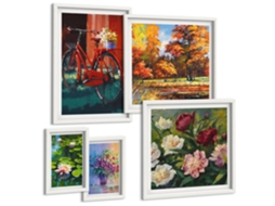 Conjunto De Pinturas Flores Em Paisagem De Primavera Espelharte (5 Peças)