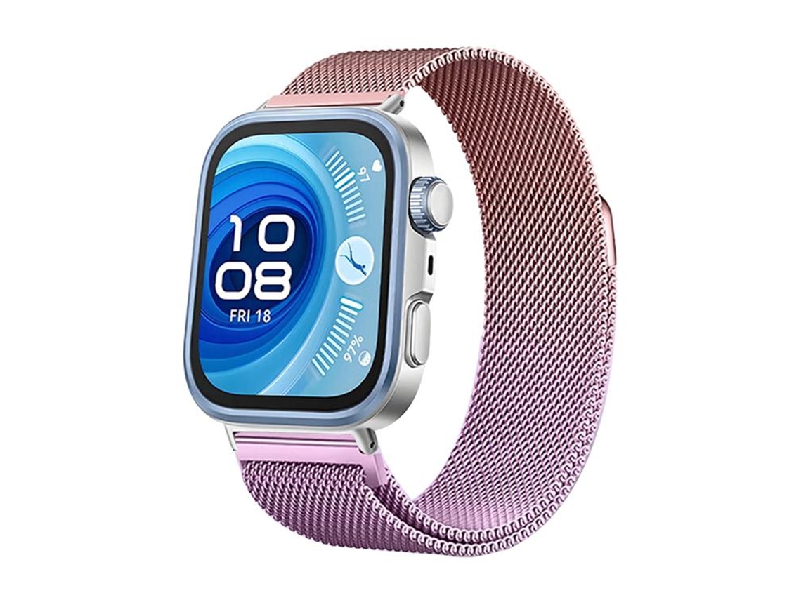 Bracelete para Huawei Watch Fit 4 Pro / Fit 4 / Fit 3 metal milanês magnético rosa com degradê roxo XIAOMOYU