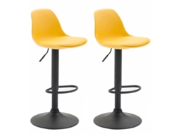 Conjunto De 2 Bancos De Bar Em Plástico Kiel Preto/amarelo Clp