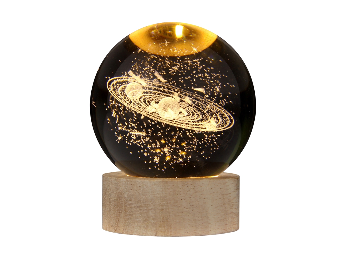 Luz de Noite Cristal 3d com Base de Madeira Usb Presente