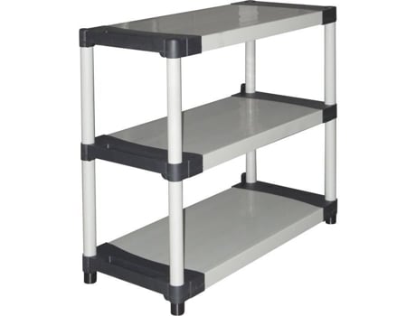 Étagère Plástica Tood 3 Prateleiras Carga 80 Kg Por Prateleira 80x40x85 Cm Pretocinza