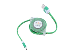Cabo de dados retrátil de nylon trançado 90cm verde EOOCOO