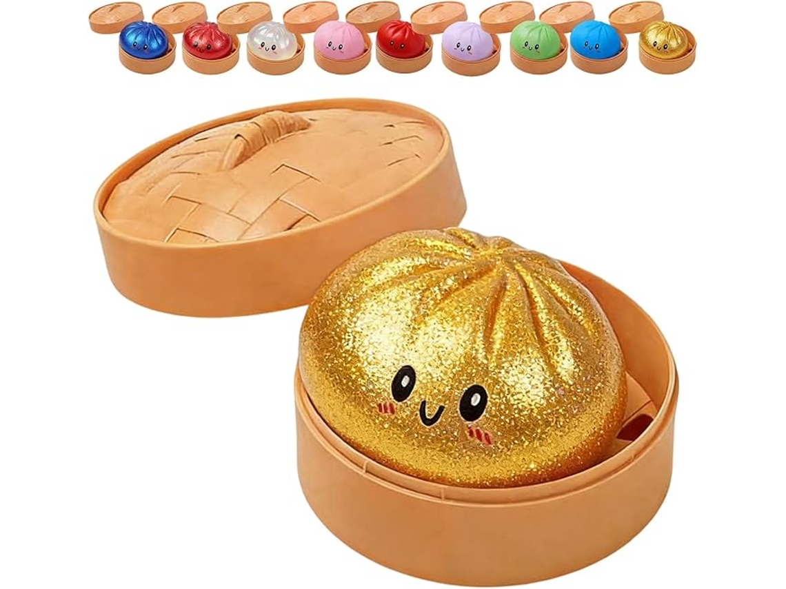 Brinquedo Antiestresse Sensorial Bolinho Macio Glitter Estojo Relaxamento